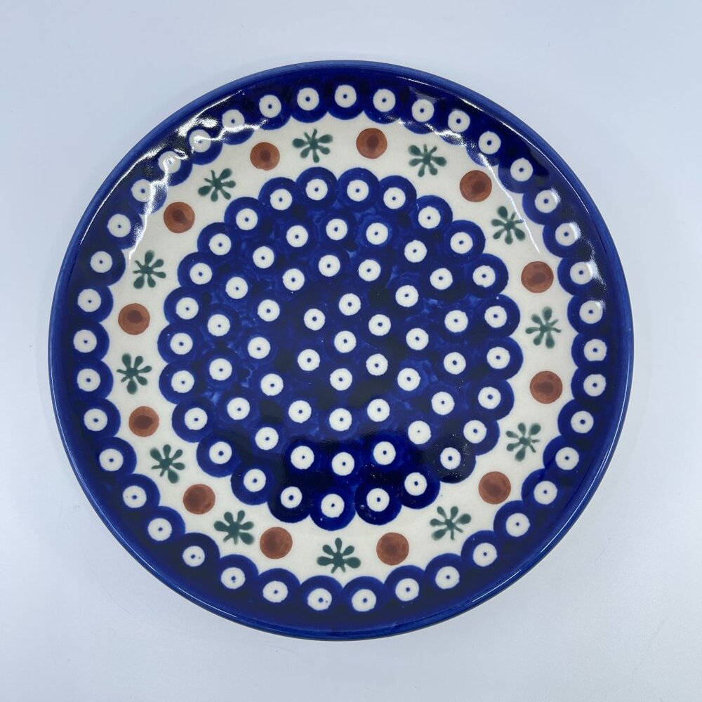 vintage boleslawiec polish pottery dessert plate "nature" pattern handcrafted